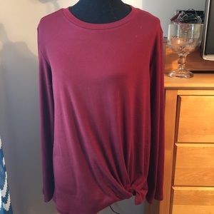 Yidartan dark red long sleeve blouse with side tie. Size large.